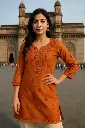 Beautiful Mul Cotton dyeable fine embroidery chikan work short tops