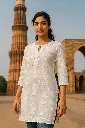 Muslin Kurti with Bakhiya & Cutwork Embroidery