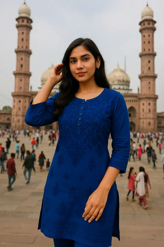 Chikankari Dobby Cotton Kurti & Handwork Pant Set