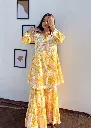Beautiful Mul Mul Cotton fine embroidery chikankari kurti with Gharara sets