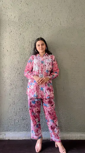 Beautiful Mul Cotton Printed Fine embroidery Chikankari Coord sets