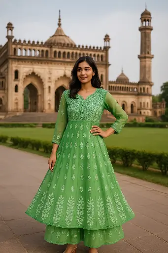 Organza Anarkali blending grace, elegance, and rich tradition