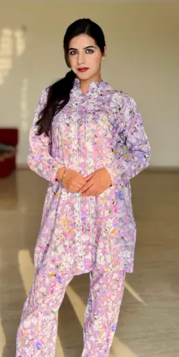 Mul Cotton Printed Chikankari Coord set