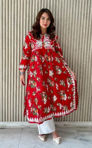 Lucknowi Chikankari Printed Beautiful Designer Mal Mal Nyra